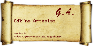 Güns Artemisz névjegykártya